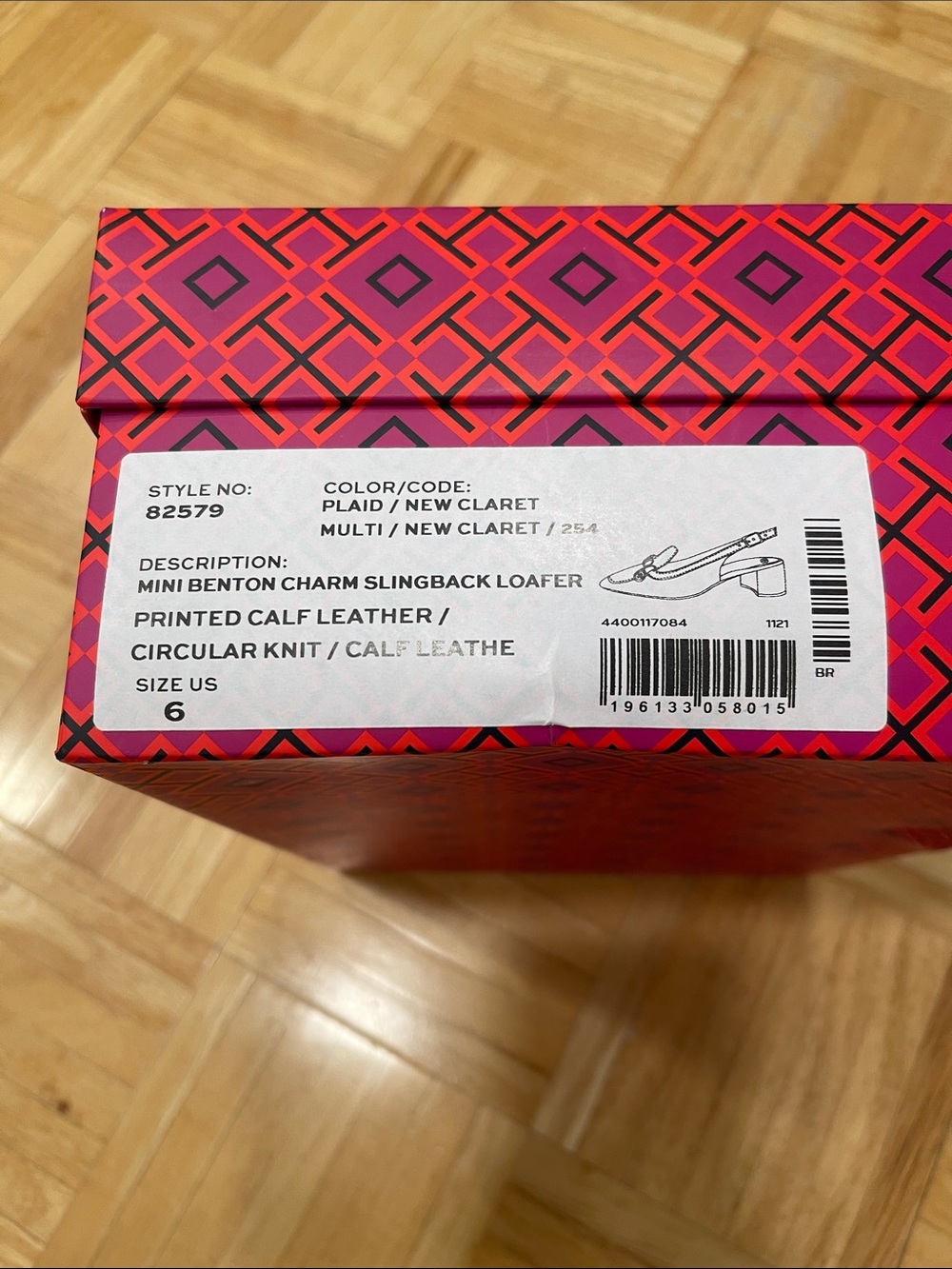 Women's Burgundy Plaid slingback loafer. - Picture 6 of 6
